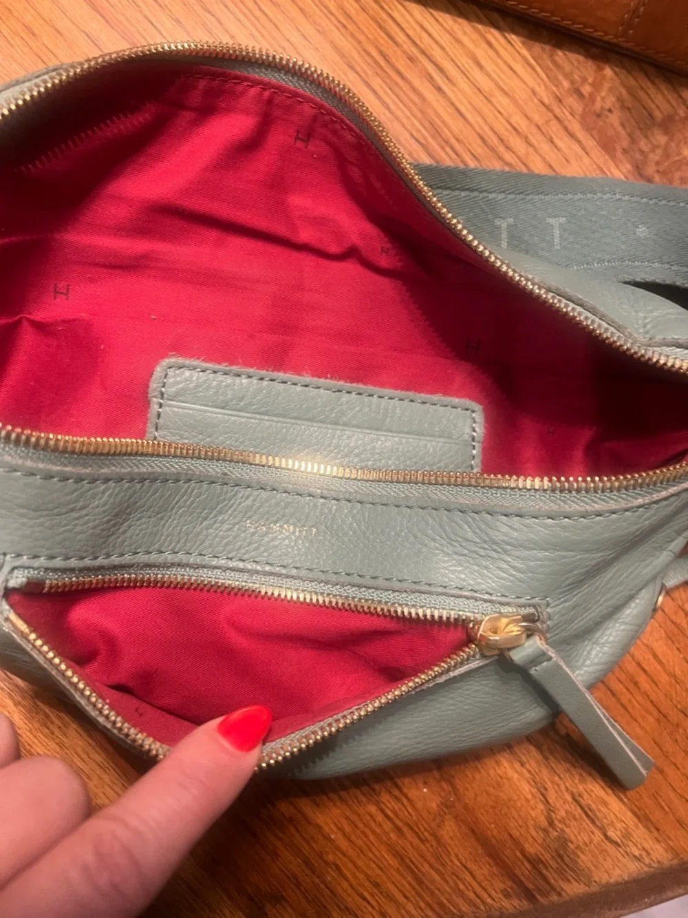 Hammitt Green Leather Crossbody Belt Bag with Gold Hardware - Picture 7 of 8